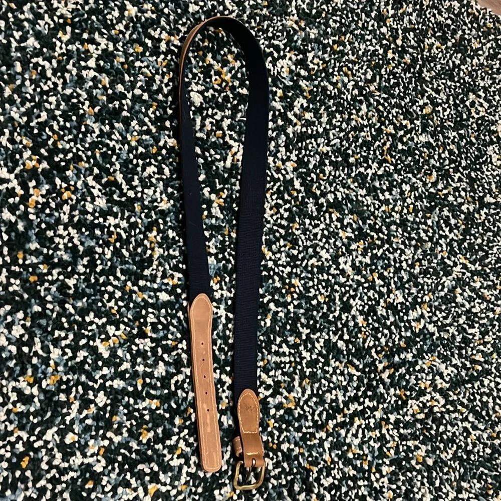 Men’s real leather 44” belt with navy canvas backing - Picture 6 of 10